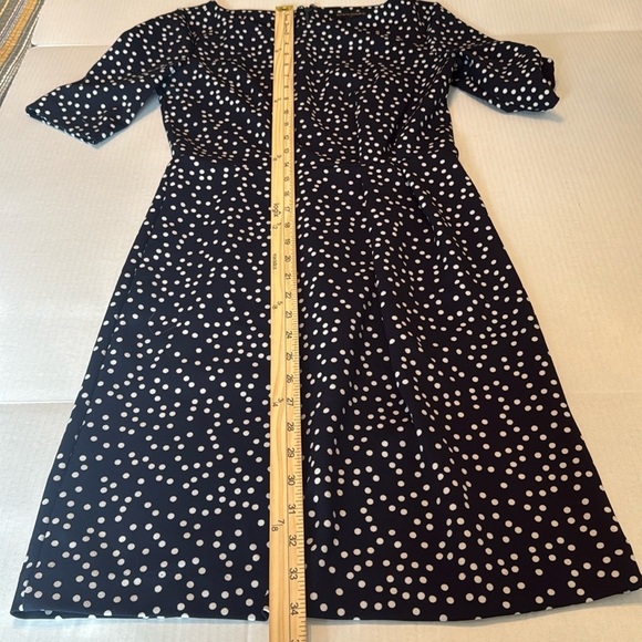 Banana Republic Factory Print Pleated Waist Sheath Dress Polka Dot Size 0 - Picture 4 of 13
